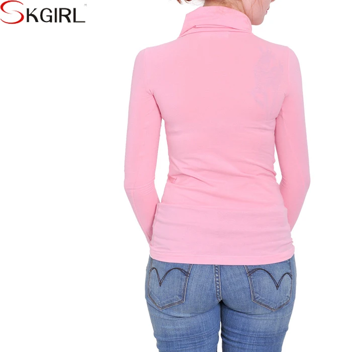 
Long sleeve cowl turtleneck jersey winter autumn plus size basic blouse tops for fat women 