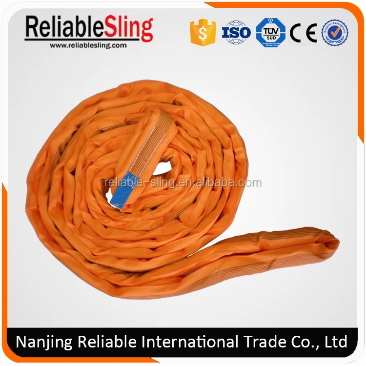 High Flexible Heavy Duty Pipe Soft Lifting Sling 10t Orange Color flat eye webbing