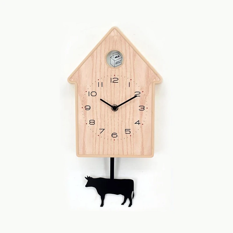 bull bird house shape industrial wall clock with pemdulum