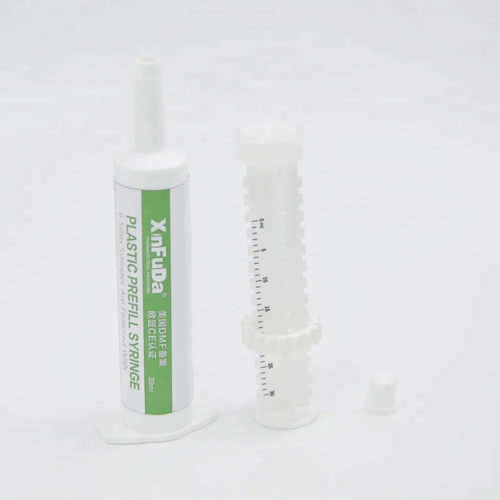 30ml PE piston irrigation syringe tip cap plastic packaging materials used in veterinary from disposable syringe manufacturer