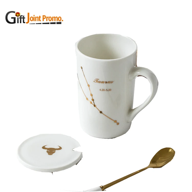 
Wholesale Ceramic Porcelain Mug Coffee Milk Cup with Lid Spoon 