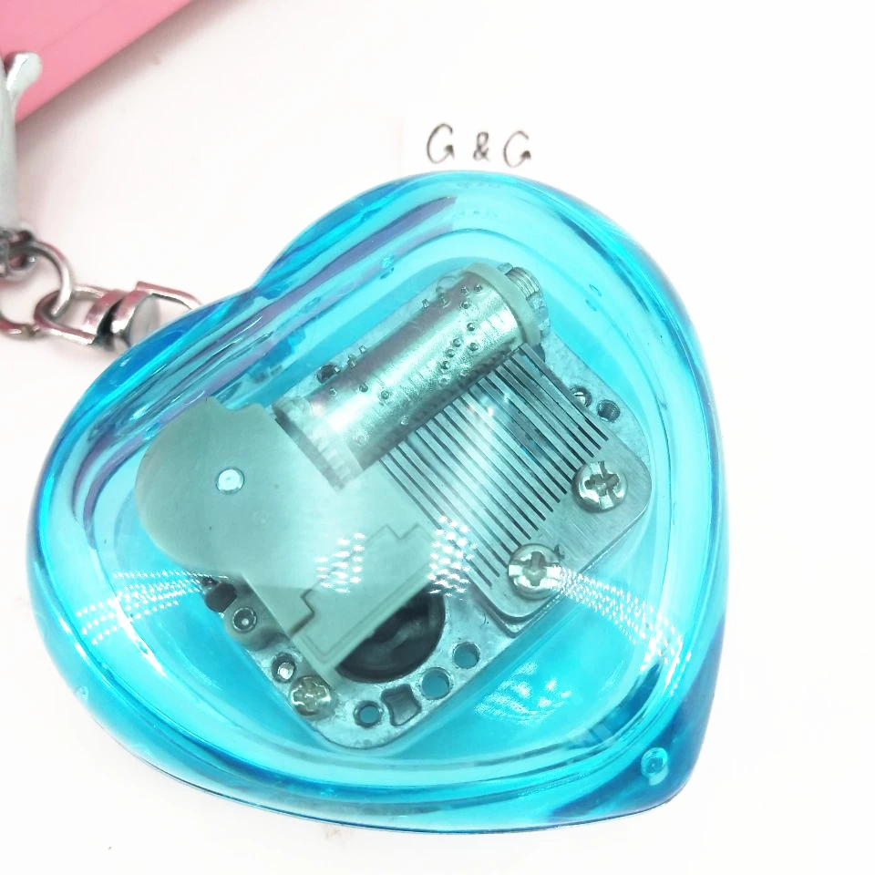 Cute Acrylic Keychain Blue Box MusicToy Heart Shape Music Box