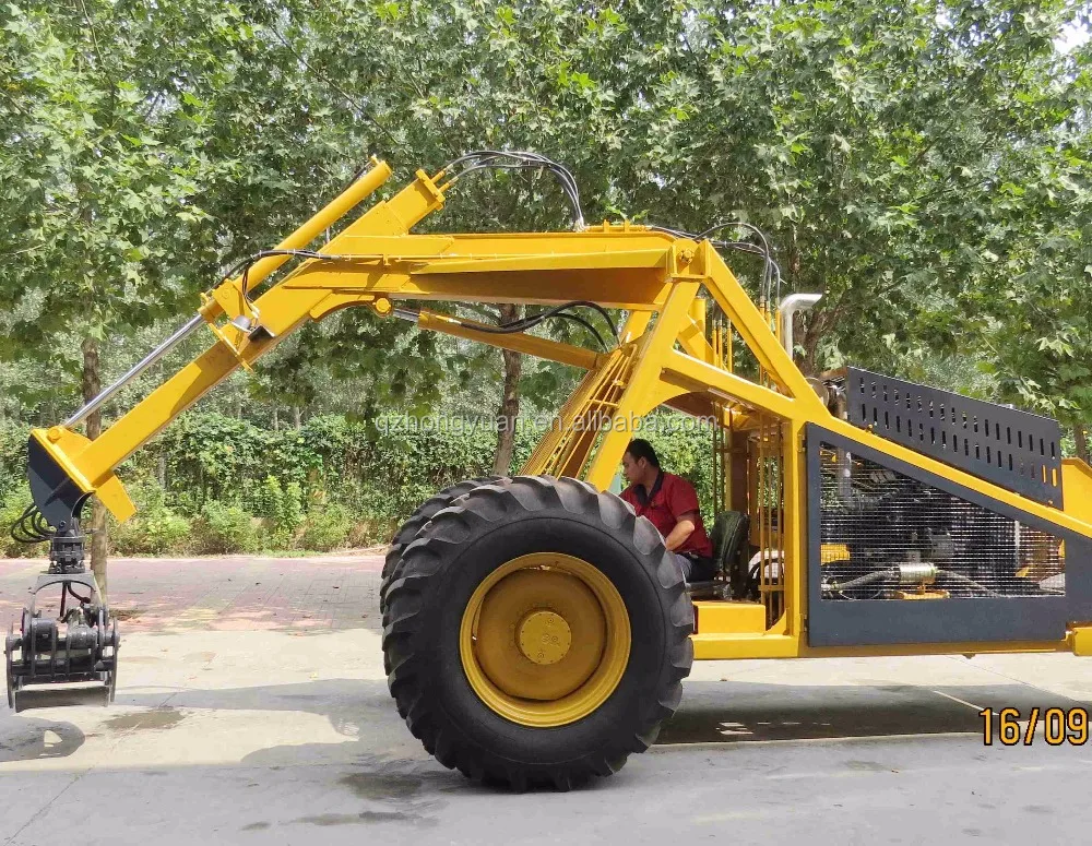 Hydraulic Wood Sugarcane Loader for Sale Sugar Cane Grabber Loader 3 wheels logger tri wheels price