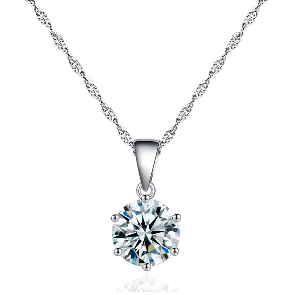 Classic AAA round cubic zirconia six claw necklace and earrings Jewelry Set For Party