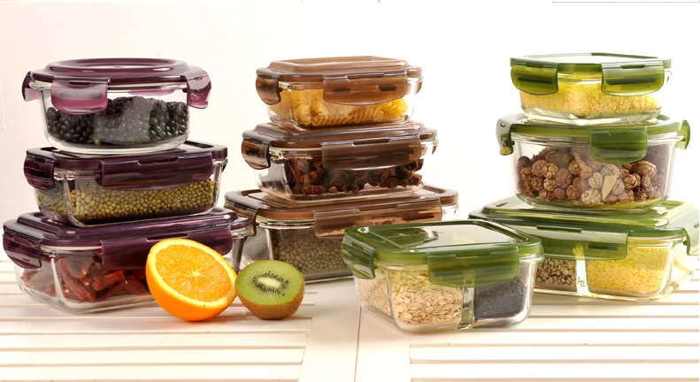 Hot sales Microwave Oven Safe Square glass container leakproof bento lunch box