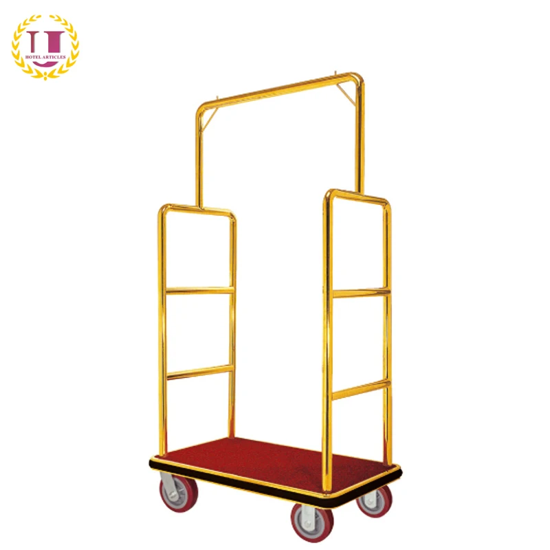 Hotel Bellman Used Gold Luggage Trolley