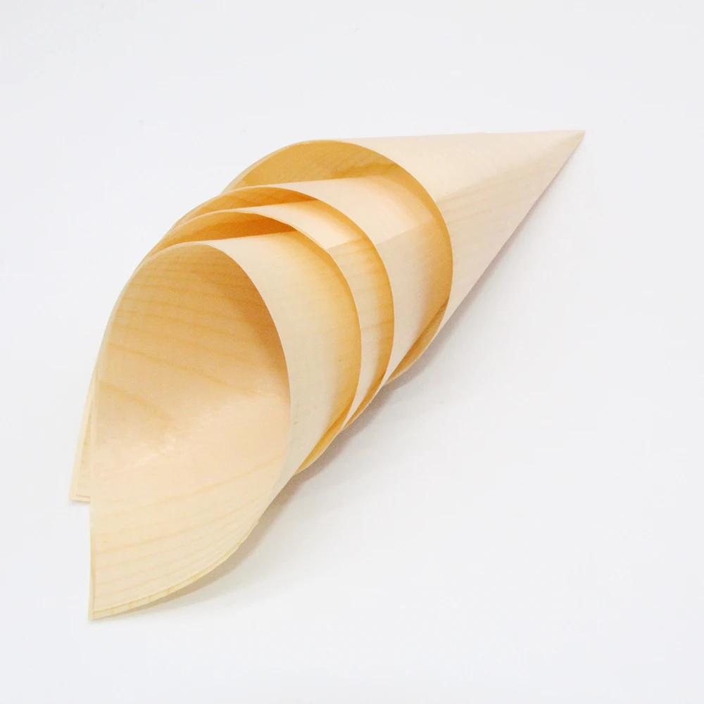 Factory Sale Pine Wood Cone Disposable Sushi Cone