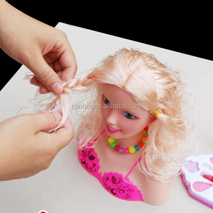 Custom plastic fashion big head doll ,Custom made plastic doll bust with real hair, 3D plastic training doll head for girl