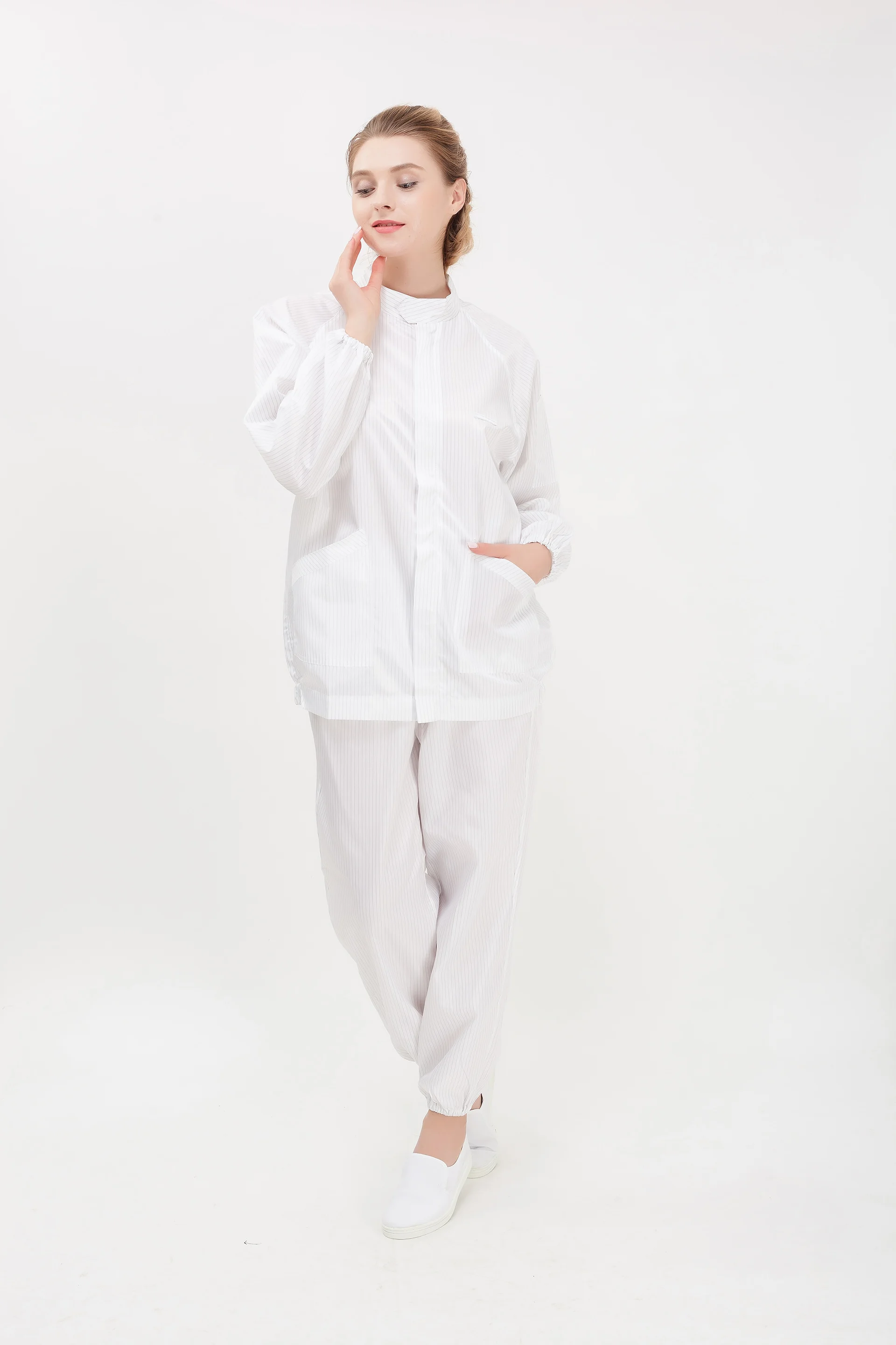 100%polyester taffeta Cleanroom esd suits, antistatic lab coats