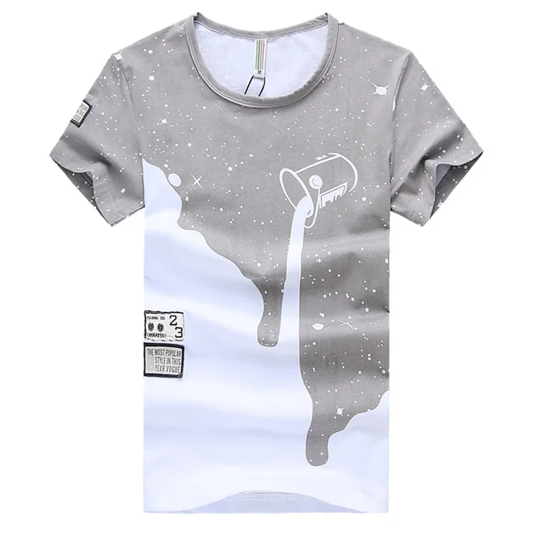 OEM Customized Tees Mens Milk Star Printing Short Sleeve T-Shirt