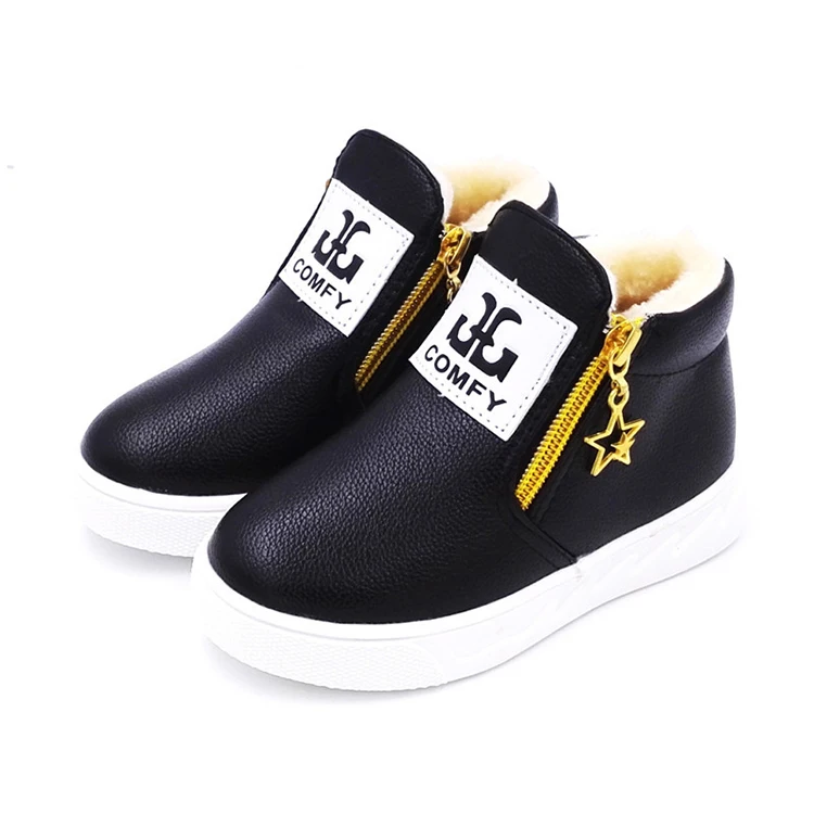 Kids Winter Fashion Child Leather Snow Boots for Girls Boys Warm Martin Boots Shoes Casual Plush Child Baby Toddler Shoes