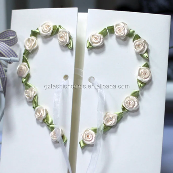 New Products Wedding Gatefold Flower Romantic Wedding Invitation with Heart