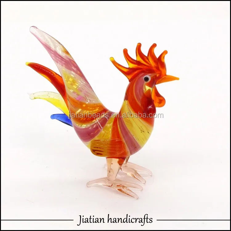 Decoration glass animal sculpture cock french gallic rooster