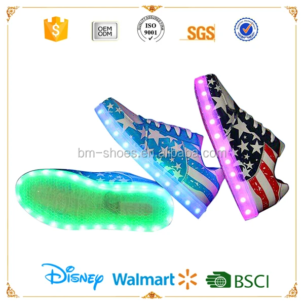 Upgraded wing decoration custom flashing rechargeable led light up sneaker