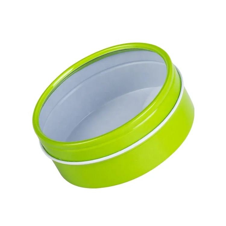 Tinplate Material Transparent Window Tin Can Stretch Small Round Candy Gift Cans with Clear Lid Storage Packaging Metal Tin Box