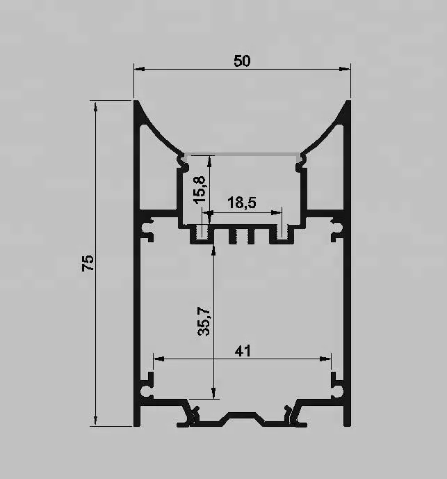 Новый продукт для подвесного светодиодного плоского алюминиевого профиля 50 мм * 75 мм