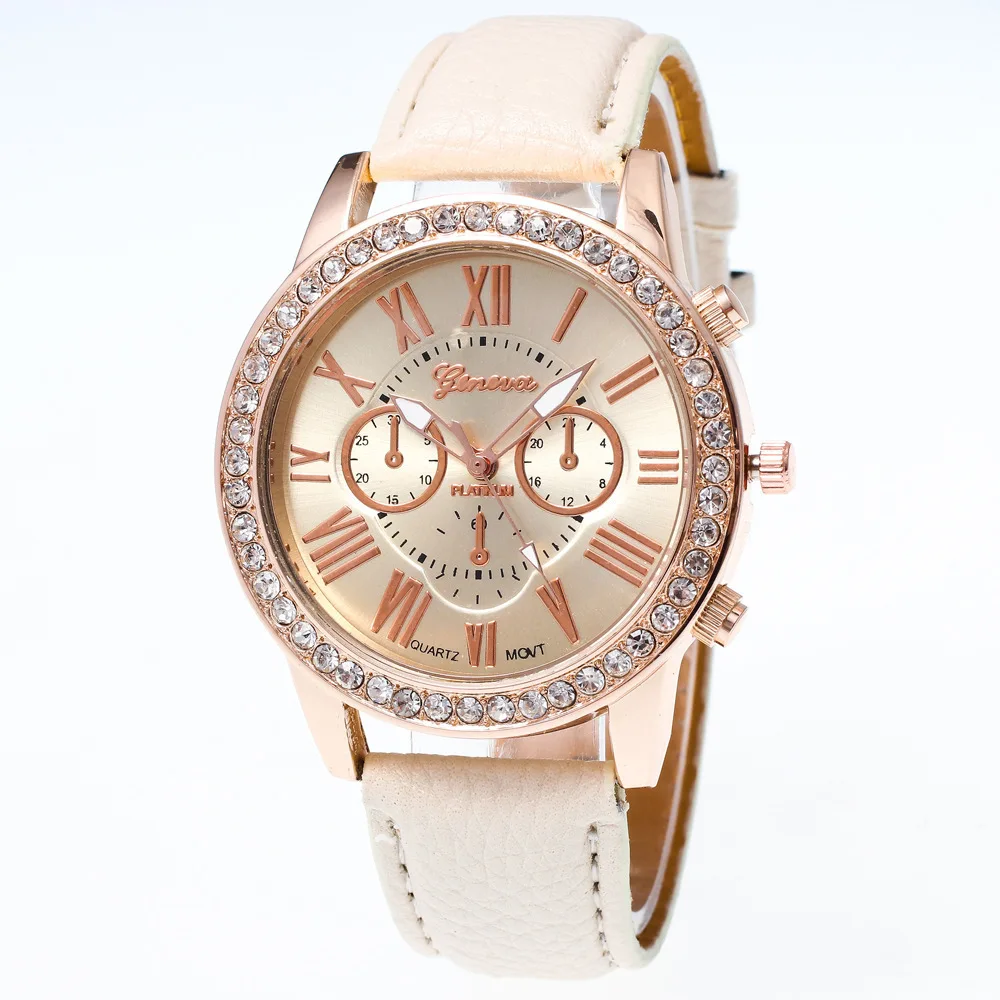 
Luxury Ladies Leather Wrist Watches Western Ladies Fancy Women Watch Made With Crystal women fancy leather watches 