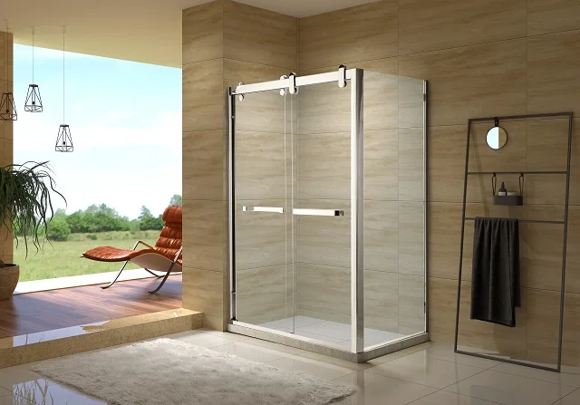 Bathtub Shower Glass Sliding Door 10mm 12mm Frameless Glass Shower Enclosure
