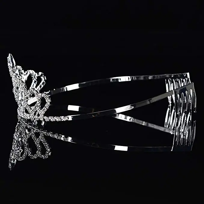 Crystal Rhinestone Heart-shaped Water drop pendant Tiara Wedding Party Flower Girl Headband Kids Crown Headband