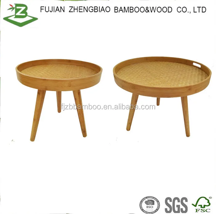 Factory directly supply bamboo round tea and coffee serving tray table