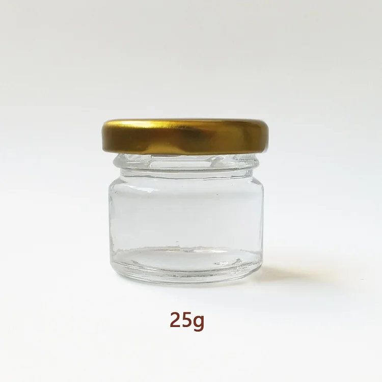 25ML  50ML 75ML 100ML mini small Round Glass Bottle Honey Glass Jar With Tin Plate Lid