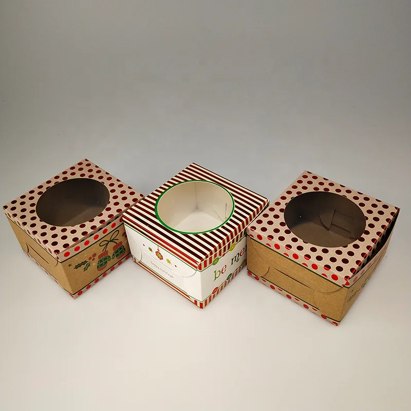 
Custom Cheap Food Grade Cupcake White Kraft Paper Packaging Treats Boxes 