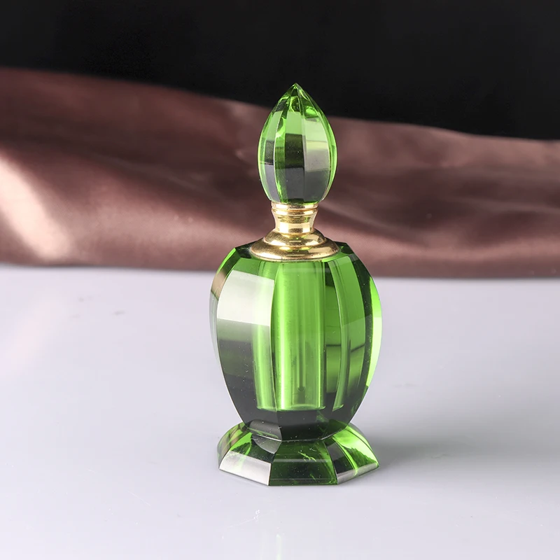 3ml 6ml 12ml Fancy Attar Perfume Glass Bottle Crystal green Perfume Bottle