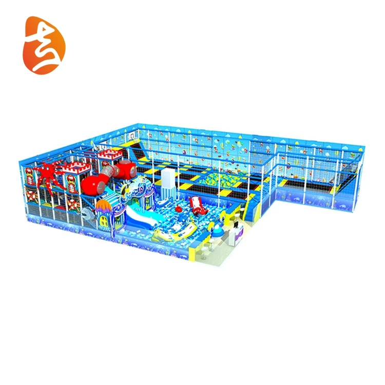 Best selling eco-friendly commercial trampoline park indoor playground with slide