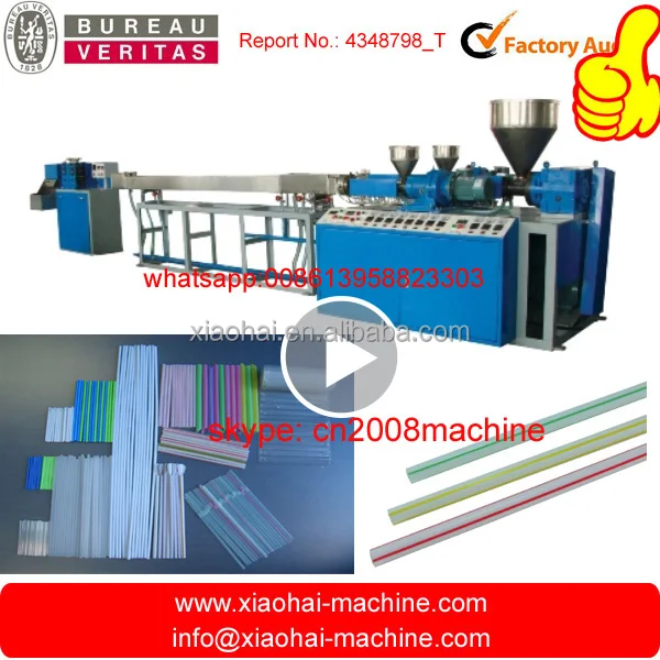 PE Plastic Drinking Straw Extrusion Making Machine / Flexible PP HAS Video Straight for Juice Coffee Stir Milk 7.2*1.3*1.5m 14KW