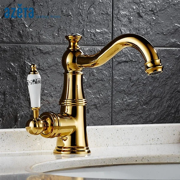 European Classic Tapware Single Hole Single Lever Gold Antique Copper Bathroom Basin Faucet