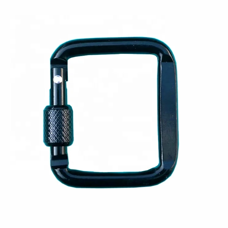 
Factory directly wholesale 5cm aluminum flat square lock carabiner as bag hook 