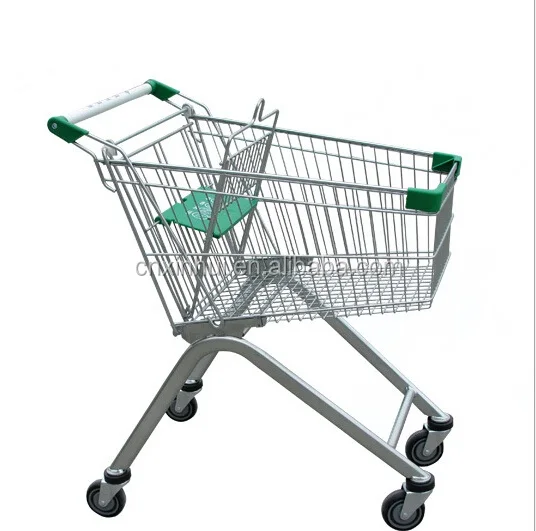 Customized RAL colors 60 Liters metal European style supermarket shopping cart trolley