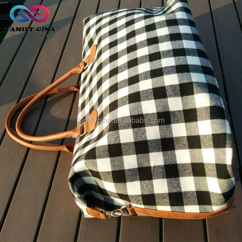 Buffalo Checks Duffle Bag Wholesale Canvas Monogram Buffalo Plaid Travel Weekend Bag