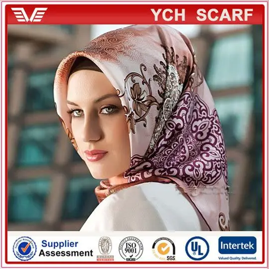 Cheap Price Women Printed Turkish Square Satin Scarf Wholesale