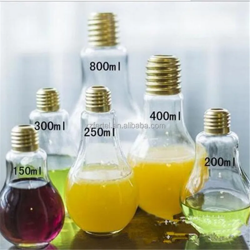 
hot sale light glass bulb lamp drinking bottles for beverage 