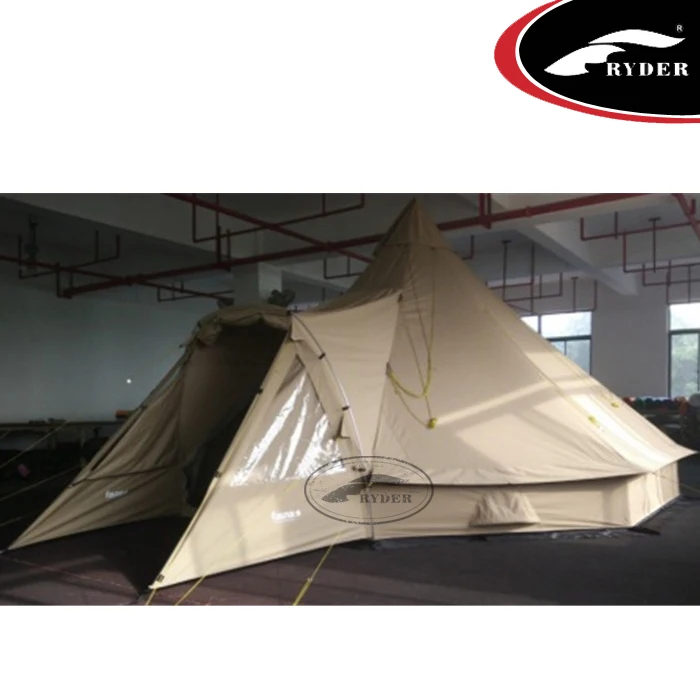 Personalized Durable Waterproof Large Family Strong Car Camping Canvas Teepee Heavy Duty Camping Luxury Glamping Tipis Bell Tent