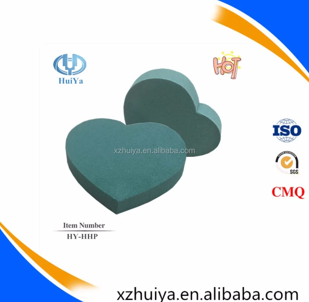Hebei huiya heart shape floral foam for flower box, wet floral foam wholesale flower arrange usd in plant
