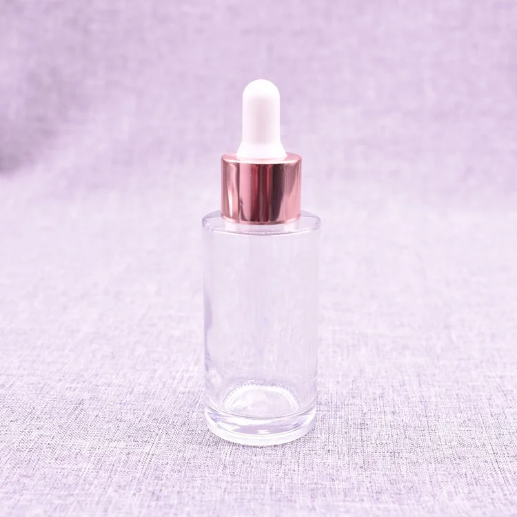Оптовая продажа, стеклянная бутылка 40 мл, косметический контейнер для макияжа, бутылка для сыворотки с капельницей из алюминия