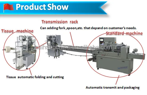 
3 in 1 kits spoon fork knife toothpick Airline restaurant disposable plastic cutlery wrapping machine line 