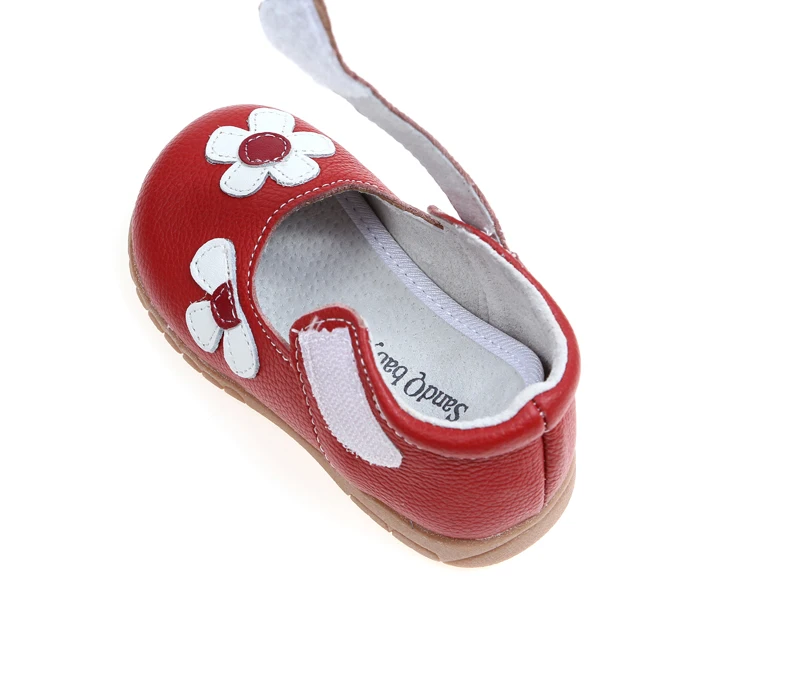 Red flora genuine leather mary jane princess baby  girl casual shoes for spring autumn