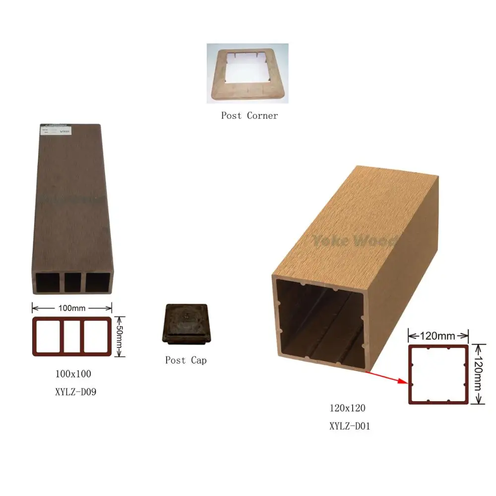 Wood Plastic Composite Fencing WPC Fence Post and Accessory