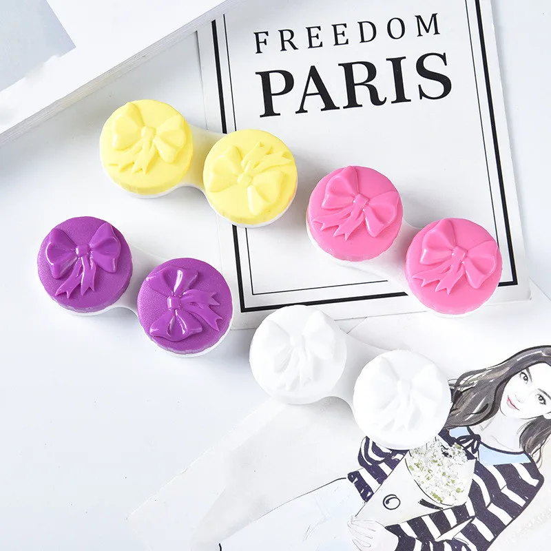 Bowknot cheap contact lenses mate box simple lens case colorful  wholesale