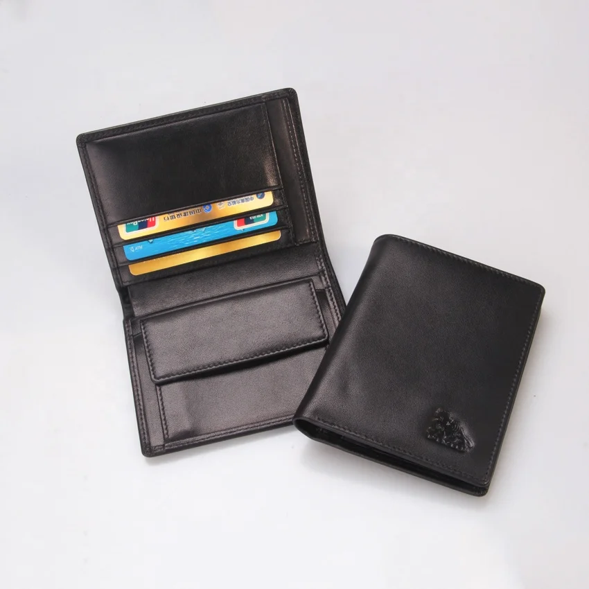 Slim Black Leather Wallets for Men Bifold RFID Blocking Thin Mens Coin Wallet