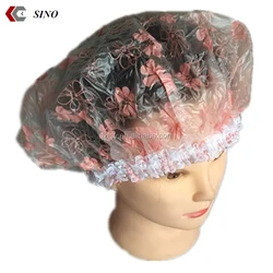 Fashion flower printed EVA foam lace pretty shower caps women Flower printing plastic waterproof large size bath shower cap