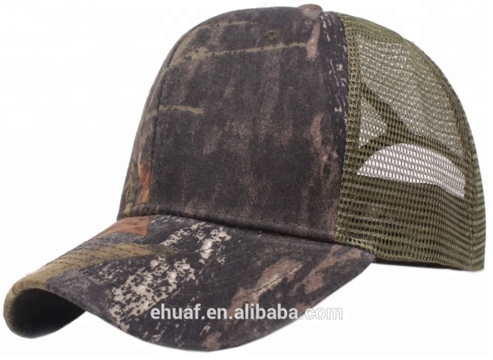Wholesale snap back forest camo mesh baseball cap blank real tree camouflage trucker hat cap