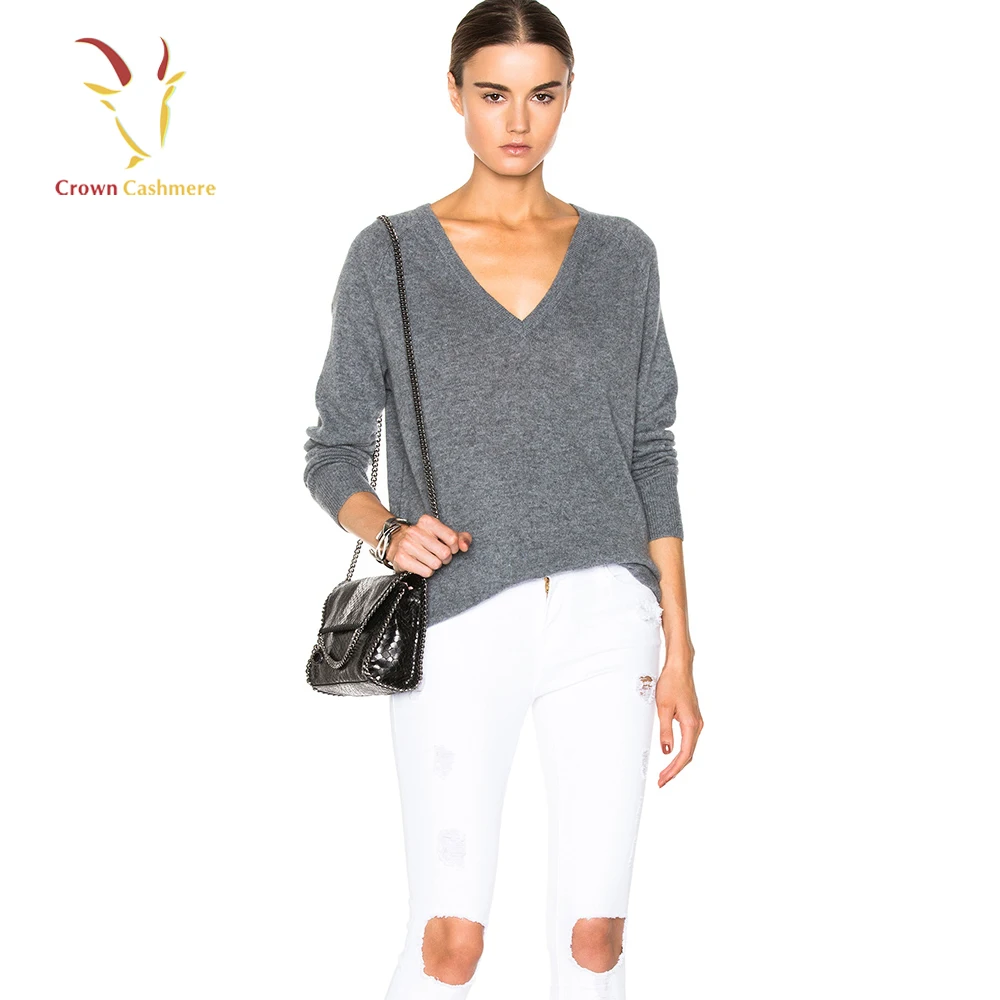 Basic Models Pullover Knit Sweater Womens V Neck Sweater