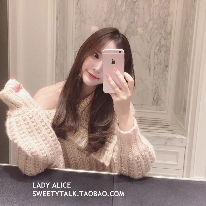 
2020 korean spring new product women sweater pink Fancy lapels long cashmere women pullover custom knit sweater dress 