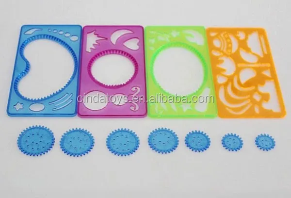 spirograph ruler drawing set plastic Graphics model ruler kids toys spirograph