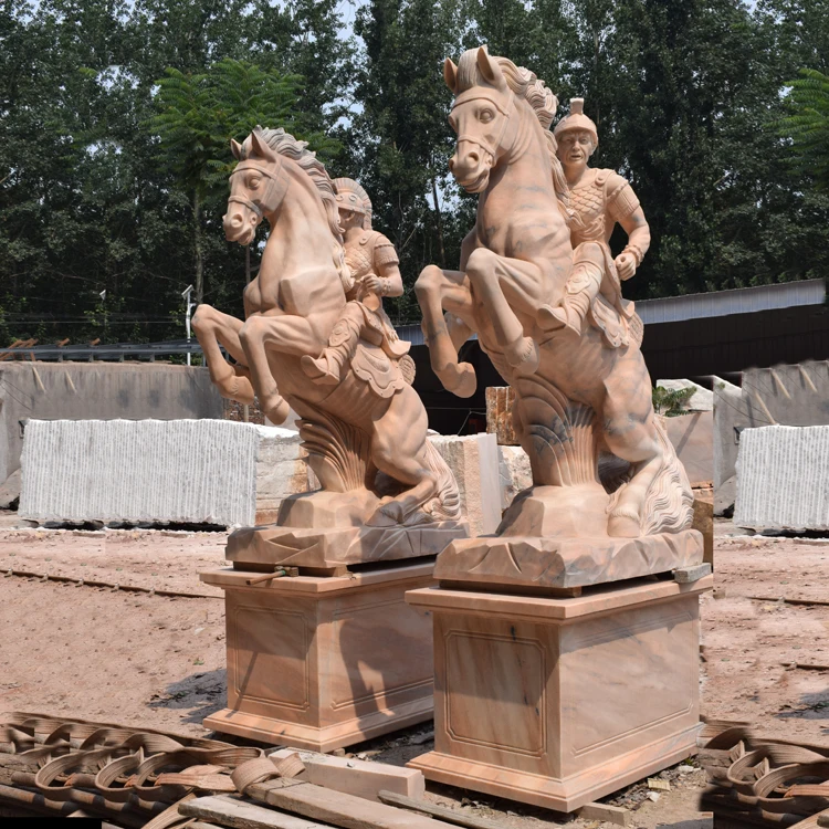 Hand carved saddlemen yamatoman sculpture in stock stone figure statues for sale