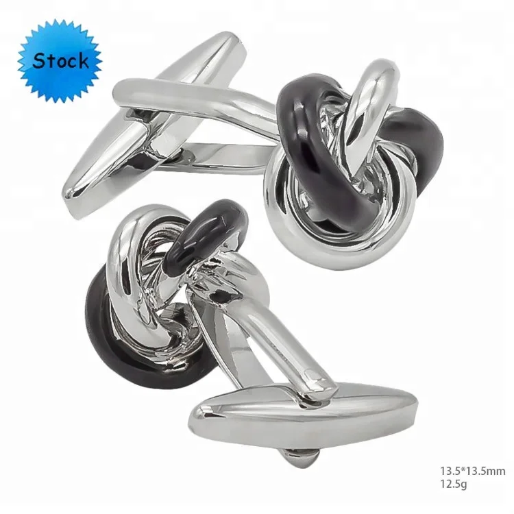 Silver gold knot cufflinks for men white to black knot gift cufflinks cuff button for sale